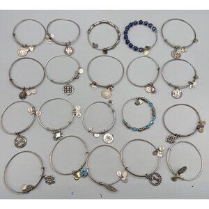 Alex and Ani Bracelets Lot of 20 Silver Tone Bangle Adjustable #4